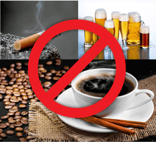 Nói không với chất kích thích như rượu, bia, cà phê, thuốc lá